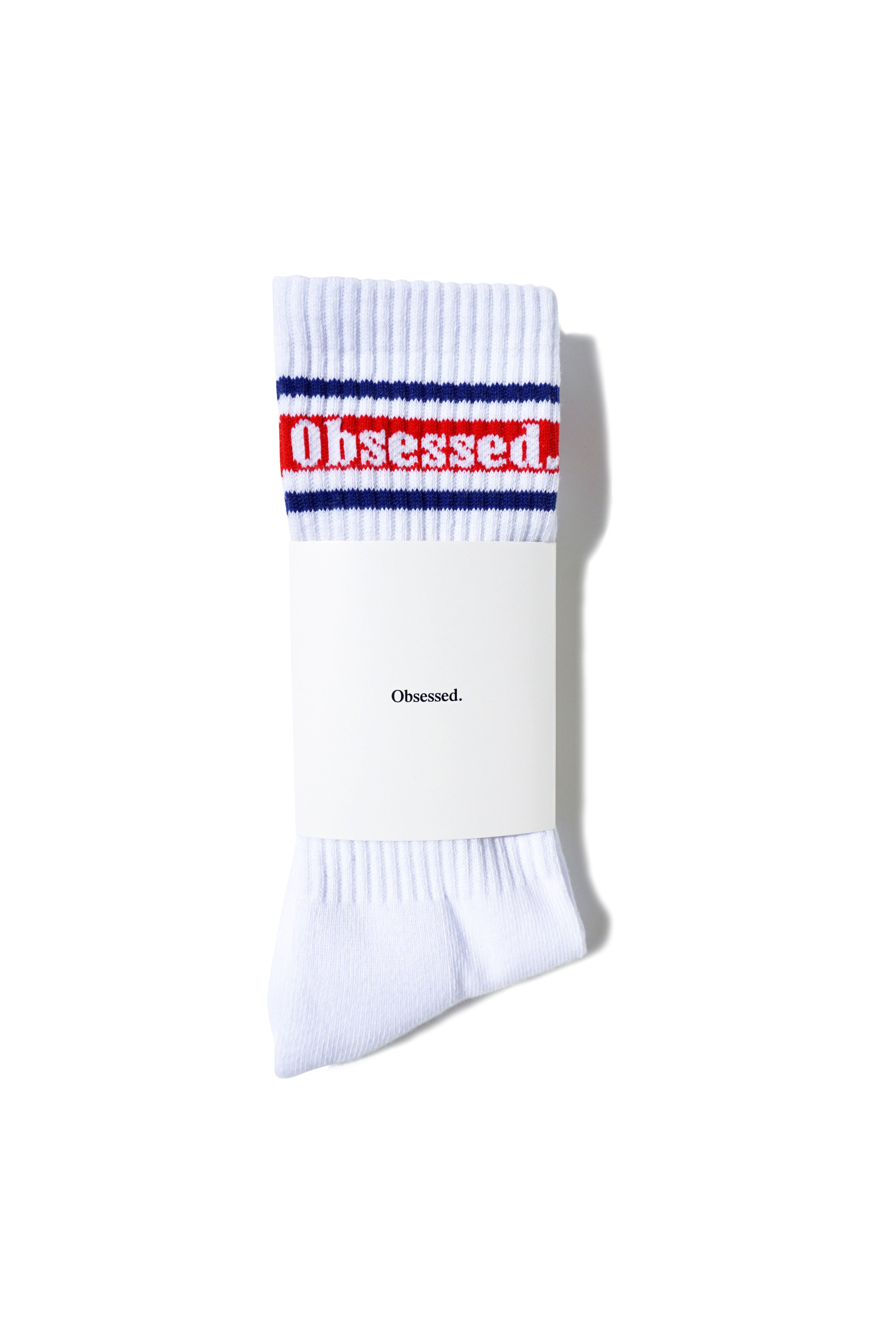 Tennis Socks - White/Blue/Red Obsessed Global