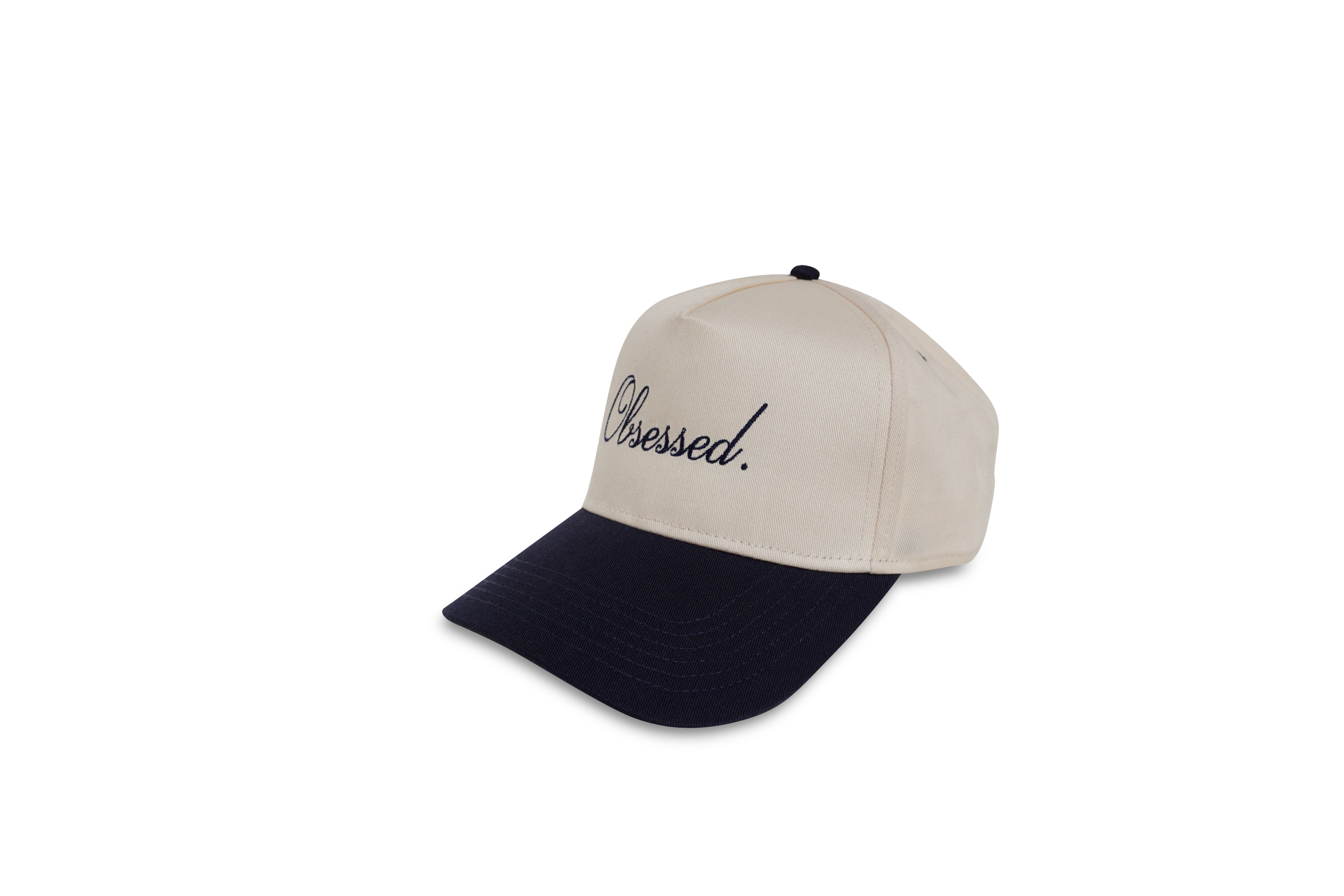 Cursive Logo Trucker Hat - Creme/Navy