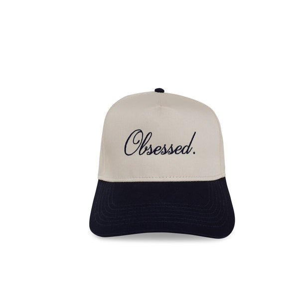 Cursive Logo Trucker Hat - Creme/Navy